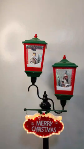 D&D Home l Christmas Lamppost Light Double Headed Snow Decorative Music Snowstorm Light