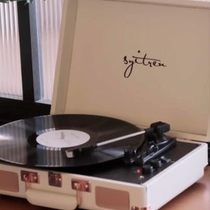 SYITREN ORVOK III All-In-One Vinyl Record Player Support Bluetooth Built-in Dual Speakers Leather Material