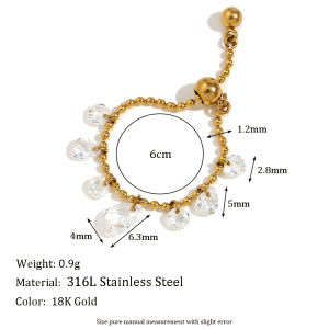 E.B.belle Elegant Water Drop Glass Tassels Adjustable Wedding rings stainless steel jewelry woman gifts Accessories for women
