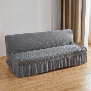 Universal Sofa Covers Seersucker  Armless Sofa Bed Cover for Living Room Stretch Washable Big Elastic Folding Sofa Bed Slipcover 160-190 Cm