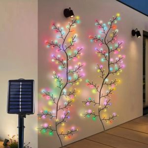 1PC Solar 96LED Willow Vine LightsOutdoor Waterproof Fairy String LightsWall Decor Lamps For GardenPorchShopTerracePathway