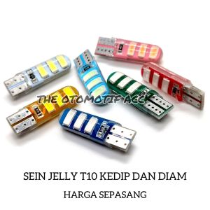 LAMPU SEIN SEN JELLY T10 12VOLT FLASH DAN DIAM 6 LED 6 MATA SEPASANGUNTUK MOTOR DAN MOBIL