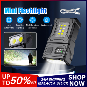 Multifunctional COB Flashlight 180° Rotatable Outdoor LED Mini Torch With Magnet Power Display Fishing Camping Warning Lamp