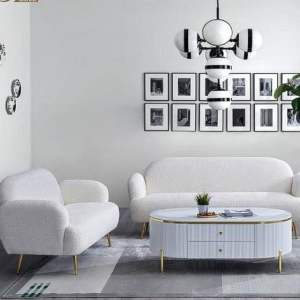 lamb velvet Sofa set 2+3 Seater Sofa cream colour / Water Repellent Fabric Sofa/ free coffee table