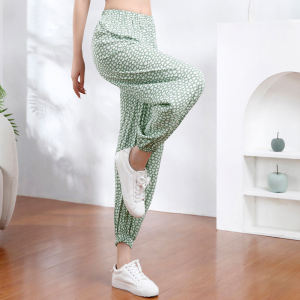 กางเกงขาสั้นทรงหลวมสไตล์โบฮีเมียนสำหรับผู้หญิงในช่วงฤดูร้อน กางเกงขายาวทรงหลวมสำหรับใส่ไปเที่ยวในช่วงวันหยุด กางเกงขายาวทรงหลวมบางๆ ป้องกันยุง