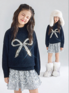 MUCMUKN | Sequins and Bow Merino Wool Sweater
