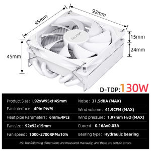 Teucer UT 45MM CPU Cooler ITX Small Ultra-Thin Air Cooling Radiator for Intel LGA 1150/1200 1700 2011-v3 AM4 AM5 FM1/2