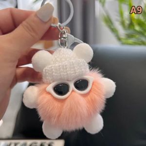 Mini pet key chain rabbit Rex hanging decorations plush animal dolls handbag pendants automatic key chains lovely gifts.