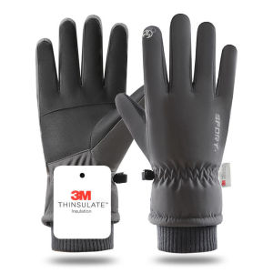 GTUBIKE Men Winter Waterproof Cycling Gloves Sports Running Motorcycle Ski Touch Screen Fleece Gloves Non-slip Warm Full Fingers