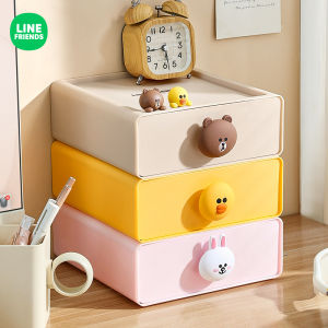 【Free Combination&Stackable】Line Friends Plastic Desktop Storage Box Desktop Storage Household Items Desk Desk Organizer Drawer Storage Box Can Be Stacked High