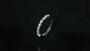 EAMTI 925 Sterling Silver Wedding Band for Women Cubic Zirconia Marquise & Round Milgrain Half Eternity Stackable Ring for Women Size 4-11