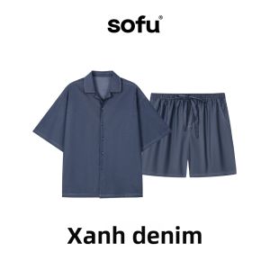 Đồ Ngủ Đôi Mùa Hè Form Rộng Kiểu Jeans Có Cổ Cotton