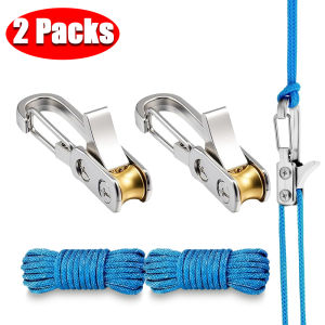 Rope Tying Tool And Tensioner with Roller Tensioner Heavy-Duty Retractable Buckle with Accessory Rope Suitable for Camping