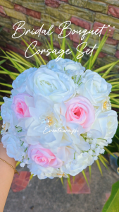 1 Set Rose Flower Bouquet & Corsage for Bride Groom Elegant Wedding Party Celebration Party Artificial Decoration Access