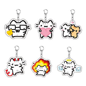 🔥Cute Cat Acrylic Keychain Cartoon Creative Bag Pendant For Student Girls Gift Key Ring Accessories Lovelylifefu👍