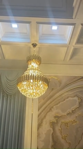 ⭐STARSAY&Garansi⭐Lampu Gantung Kristal 40/50/60/80cm Double-Layer Chandelier Bullet Model Ruang Tamu & Ruang Makan