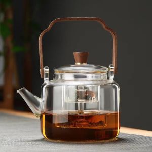 Heat Resistant Smoking Black Glass Tea Kettle