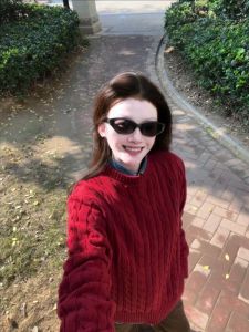 Retro Christmas New Year Red Twisted Knitted Sweater Womens Autumn Winter Soft Lazy Base Layer Knitwear round Neck Pullover