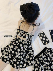 Summer Princess Dress Floral Print Strap Beach Skirt for Girls Baby Daisy Pattern Korean Style Polyester Fiber High Waist Short Skirt