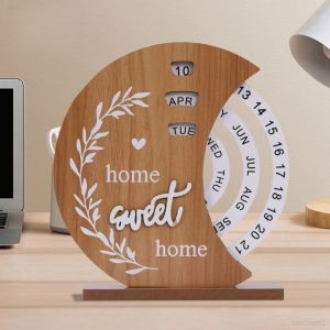 Wooden Creative Calendar Perpetual Calendar Home Decoration Desk Desk Decoration Manual Rotating Desk Calendar