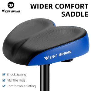 West Biking | WEST BIKING Comfortable Bicycle Saddle Double Shock Absorption Commuter Cycling Seat High Elastic Widen MTB Road Bike Cushion