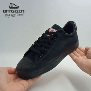 Slam America Canvas Premium Black School Shoes Rubber Outsole Size 35-44 Kasut Sepak Takraw By OnGoin Official