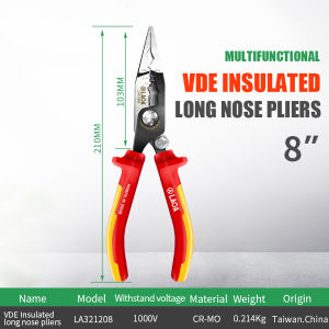 LAOA | LAOA VDE 1000V Insulated Multi-function Pliers – Cable Cutting/Wire Stripping/Terminal Crimping/Screw Twisting/Reaming 210mm