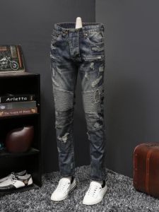 กางเกงยีนส์ทรงตรงชายทรงสลิมฟิต ทรงฤดูใบไม้ร่วง/ฤดูหนาว กางเกงขายาวทรงสลิมฟิตสำหรับผู้ชาย สไตล์เกาหลี เทรนด์แฟชั่น