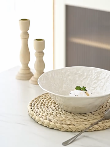 Rock-patterned Soup Bowls Large-sized Home-use Bamboo Hat-shaped Salad Bowls Creative Ceramic Instant Noodle Bowls High-end Featured Hotel Tableware