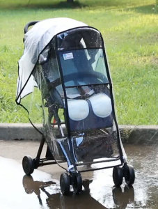 SG💦Stroller Rain Cover Stroller Cover Pram Dust Cover Ventilate EVA Rain Wind Proof Cover With Eye Protection Blue Film