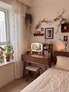 DONGMU | Solid Wood Vanity Table with Makeup Mirror