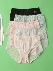 ผ้าไหม ลูกไม้ กางเกงใน ผู้หญิง ชุดชั้นในเอวกลาง ระบายอากาศได้ดี สามเหลี่ยมบาง กางเกง เซ็กซี่ ชุดคลุมก้น ฤดูร้อน กางเกงขาสั้น เสื้อผ้าประจําบ้าน