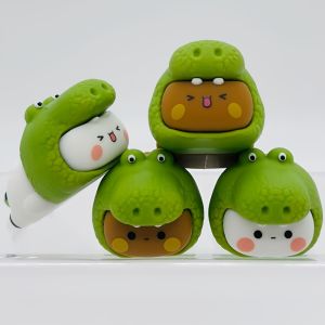 Cute Bubu and Dudu Decorative Vehicles Kawaii Panda Bear Figurine Action Toy Collection Ornaments for Fans Friends Gift