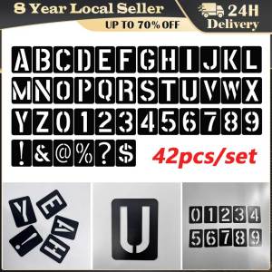 42PC/set Black Hollow Stencil Plastic Ruler Printing Template DIY Wall Furniture Painting Board Tool Letter Number Symbol Craft