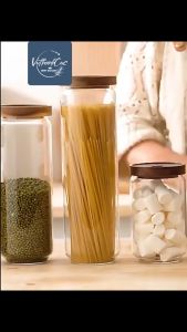 Hũ Lọ Thủy Tinh Nắp NHẤN bằng Gỗ Đục Lỗ Lọ Thủy Tinh Hộp Thủy Tinh Nắp Gỗ Cao Cấp...