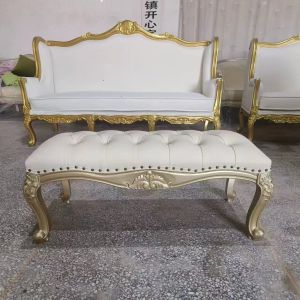 Luxurious Carved Wooden Sofa European Style Fabric Furniture for Living Room Villa Photo Studio Apartment Soft Sponge Filling