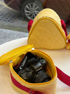 น่ารัก กระเป๋ากล้องชีสกระเป๋าสะพายข้างแบบพกพาล้างเครื่องสําอางกระเป๋าเก็บกล้องสะท้อนแสงเดี่ยวกระเป๋าเก็บแซนวิช