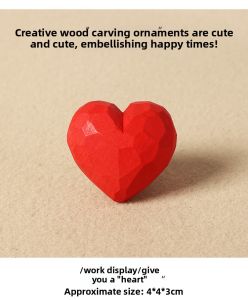 Handmade Carved Decorative Wooden Mini Heart Figurine Statue Romantic Love Ornament for Home Decor Valentines Day Gift Couples