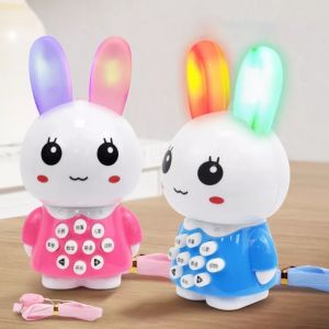 2023 Cartoon Bunny Rabbit Mini Story Machine Kids Early Learning Education Toys Story Music Player Animal Sound Toys Bedtime Story Singing Robot Educational Machine for kids boys girls New Year Gifts