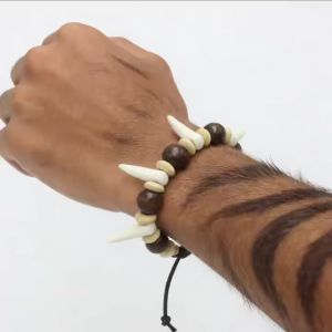 Tribal Imitation Wolf Teeth Beaded Necklace Adjustable Length Couple Necklace Amulet Gift