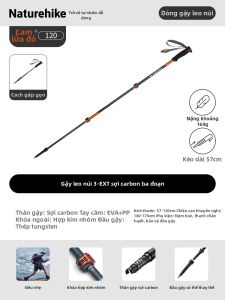 NatureHike | Gậy Đèn Dã Ngoại 3 Đoạn Thu Gọn Sợi Carbon