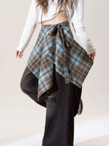 JIFANPAUL | Layering Magical Checkered Half Skirt With Fringe Tie