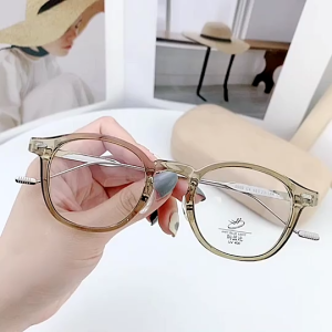 Berrybarton Frame Kacamata Titanium Bulat Pria Wanita Bisa Minus/Silinder Gratis Lensa Radiasi 0969