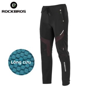 ROCKBROS Quần Đi Xe Đạp Mùa Đông Ấm Áp Cho Nam Quần Dài Giữ Nhiệt Chống Thấm Nước Thể Thao Ngoài Trời Quần Dài Đi Xe Đạp Chạy Bộ MTB Đường Trường