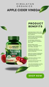 Himalaya Organics Apple Cider Vinegar 500mg Vegetarian Capsules - Detox & Skin Brightening 90 Capsules