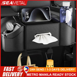 SEAMETAL 7-in-1 Car Cup Holder Seat Back Bag Hanging Hook Rear Seat Phone Support Tissue Box Universal Auto Headrest Organizer