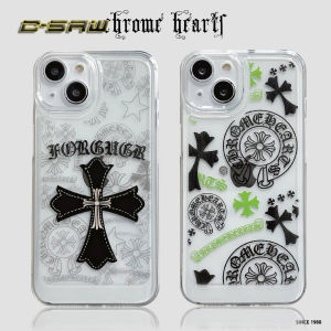 C-SAW Cartoon Streets Fashion Chrome Hearts Pattern iPhone 14 13 Pro Max 12 Pro Max Back Cover iPhone 11 Pro Max 7 8 Plus X XS MAX XR Transparent Shockproof Protection Cover