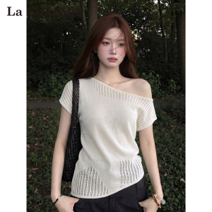 La Chapelle | Off Shoulder Hollowed Slim Fitting T-shirt