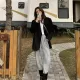 Black High-End Feel Casual Elegant Loose-Fit Spring Autumn New Style Korean Version Women's Suit Jacket Chic Trendy Small Wester. 