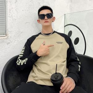 Áo Thun Dài Tay Rộng Rãi Cỡ Lớn 300 Pound in Chữ Màu Tương Phản Cho Nam Và Nữ Mùa Xuân Thu Thời Trang Trẻ Em